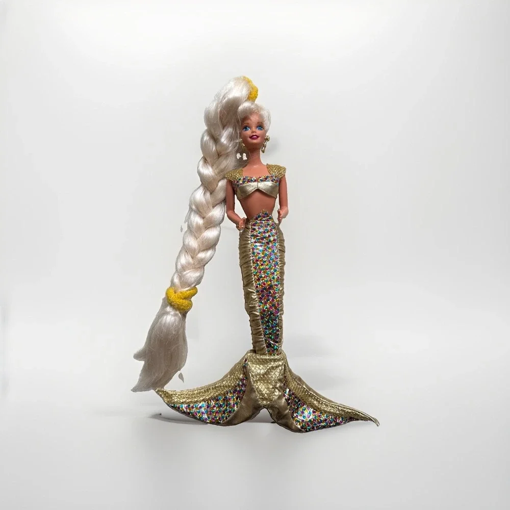 Mattel Jewel Hair Gold Mermaid Barbie Blonde Longest Hair Barbie Doll 1995